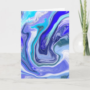 Blue and White Marble Birthday Card