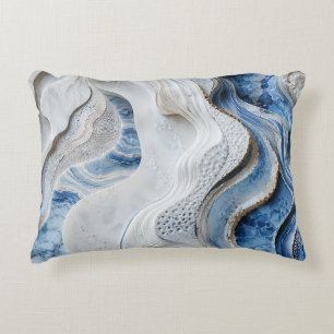 Blue and White Marble Crystal Geode Art Decorative Cushion