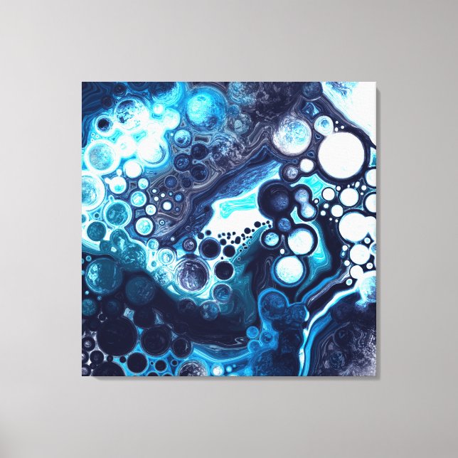 Blue and White Marble Fluid Art   Canvas Print (Front)