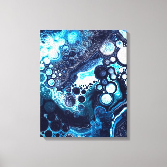 Blue and White Marble Fluid Art   Canvas Print (Front)