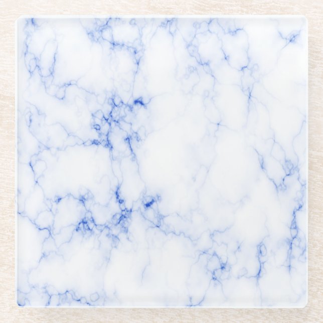 BLUE AND WHITE MARBLE GLASS COASTER (Front)
