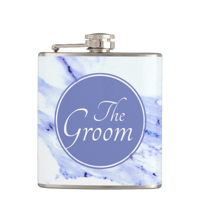 Blue and White Marble Hip Flask (Front)