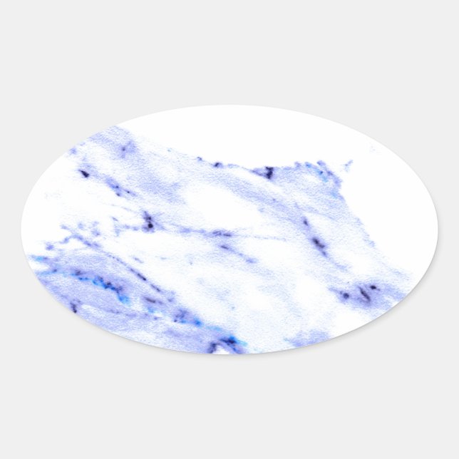 Blue and White Marble Oval Sticker (Front)