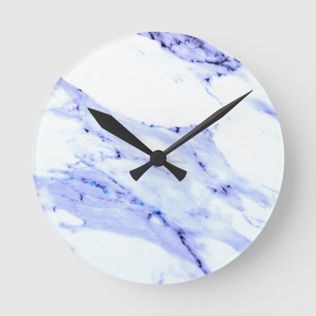 Blue and White Marble Round Clock (Front)
