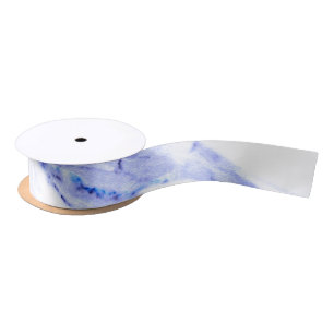 Blue and White Marble Satin Ribbon