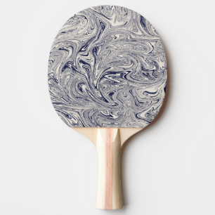 Blue and White Marble Swirl Ping Pong Paddle