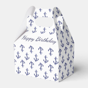 Blue and white marine anchor favour box