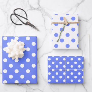 Blue and White Matching Dotted Patterns Wrapping Paper Sheet