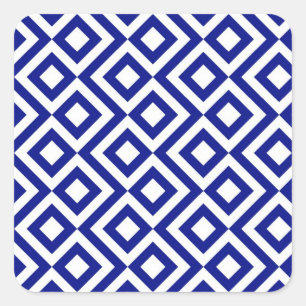 Blue and White Meander Square Sticker