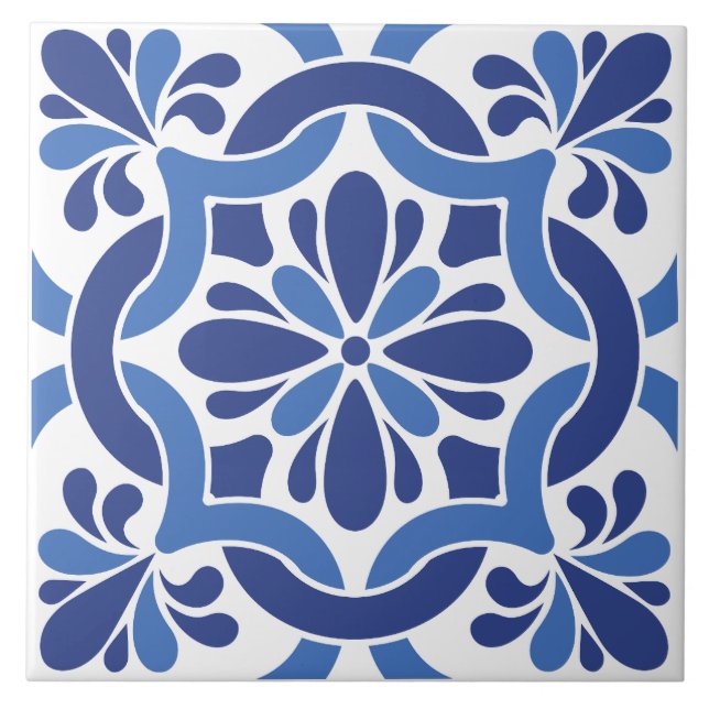 Blue and White Mediterranean Tile Pattern (Front)