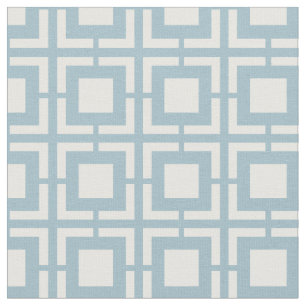 Blue And White Mid Century Breeze Block Pattern Fabric
