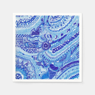 Blue and White Ming style patterned Napkin