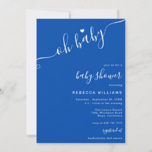 Blue and White Minimalist Baby Shower Invitation