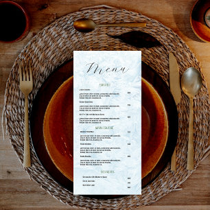 Blue And White Minimalist Menu List