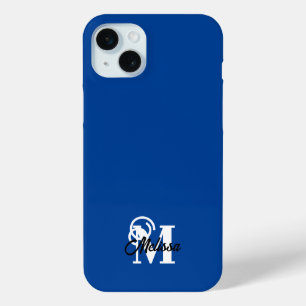Blue and White minimalistic monogramed  iPhone 15 Mini Case
