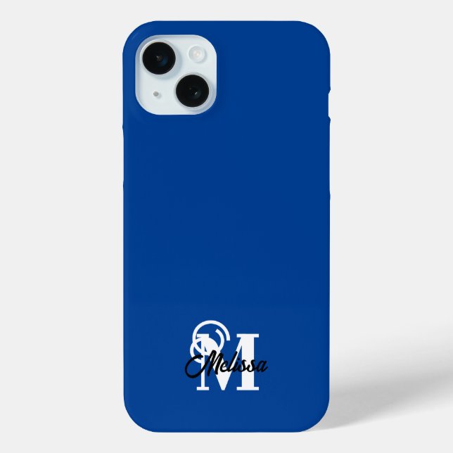 Blue and White minimalistic monogramed  Case-Mate iPhone Case (Back)
