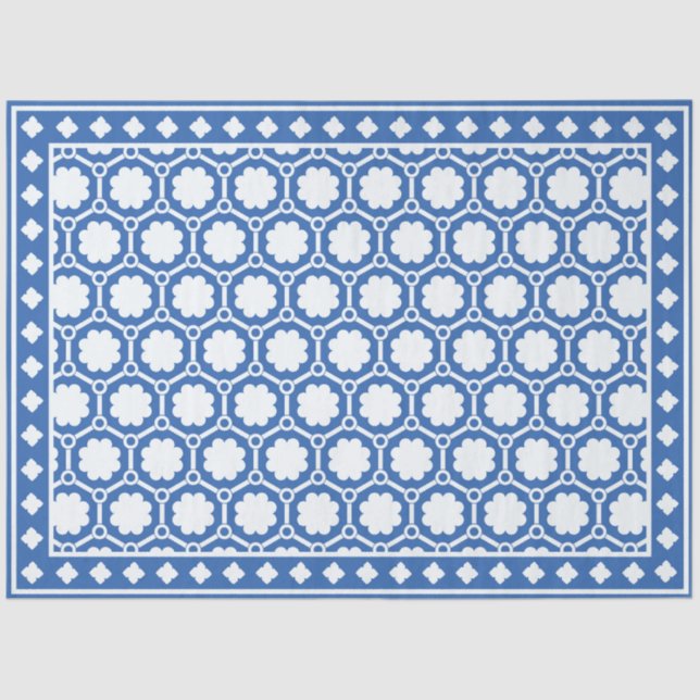 Blue and White Modern Bone Inlay Decoupage Paper (Front)
