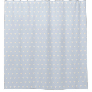 Blue and White Modern Geometric Triangles Pattern Shower Curtain