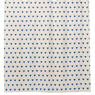 Blue and White Modern Geometric Triangles Pattern Shower Curtain