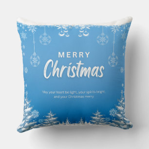 Blue and White Modern Merry Christmas  Cushion