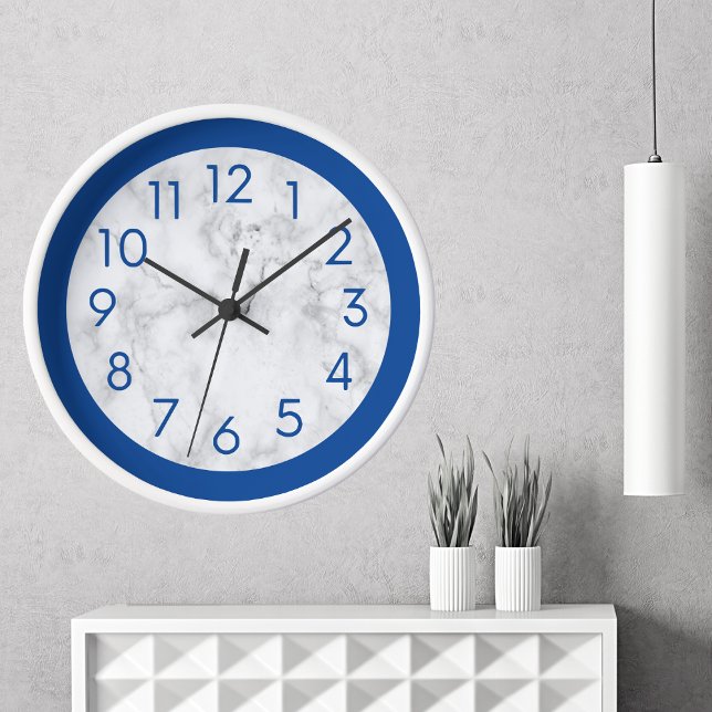 Blue And White Modern Minimaslist Marble  Clock (Creator Uploaded)