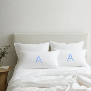 Blue and White Modern Monogram Pillowcase