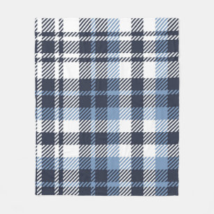 Blue and White modern tartan plaid Scottish seamle Fleece Blanket