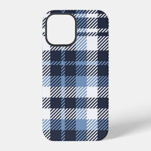 Blue and White modern tartan plaid Scottish seamle iPhone 12 Case