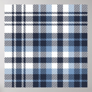 Blue and White modern tartan plaid Scottish seamle Poster
