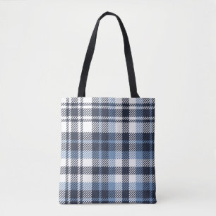 Blue and White modern tartan plaid Scottish seamle Tote Bag