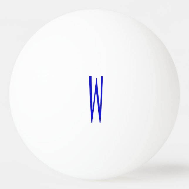 Blue and White Monogram Initial Ping Pong Ball (Front)