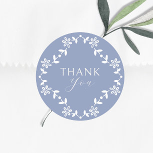 Blue and White Monogram Thank You Wedding Classic Round Sticker