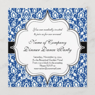 Blue and White Moroccan Damask Invitation