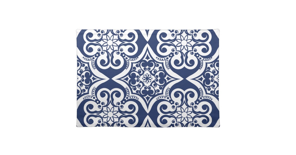 Blue and White Moroccan Pattern Placemat Zazzle