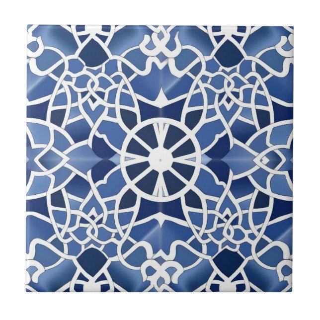 Blue and White Moroccan Pattern Tile (Front)