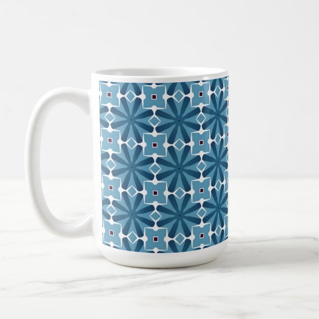 Blue and White Mosaic Coffee Mug (Left)