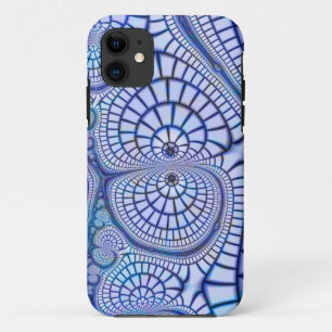 blue and white mosaic fractal iphone case