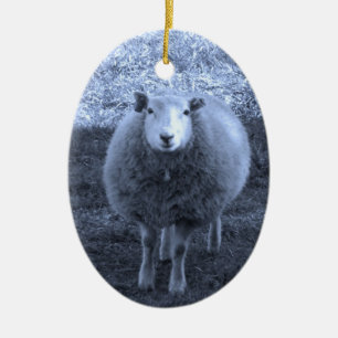 Blue and White  Mother sheep Ceramic Tree Decoration