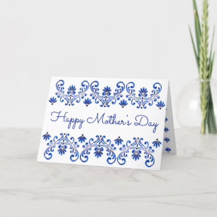 Blue and White Mother's Day Card