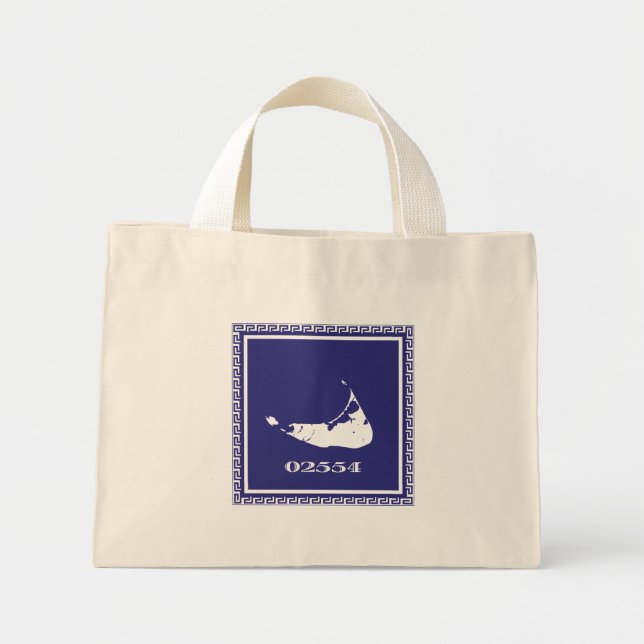 Blue and White Nantucket Island Tote Bag (Front)