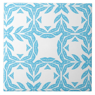 Blue and White Nature Inspired Tranquil Symmetry Tile