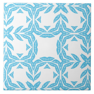 Blue and White Nature Inspired Tranquil Symmetry Tile