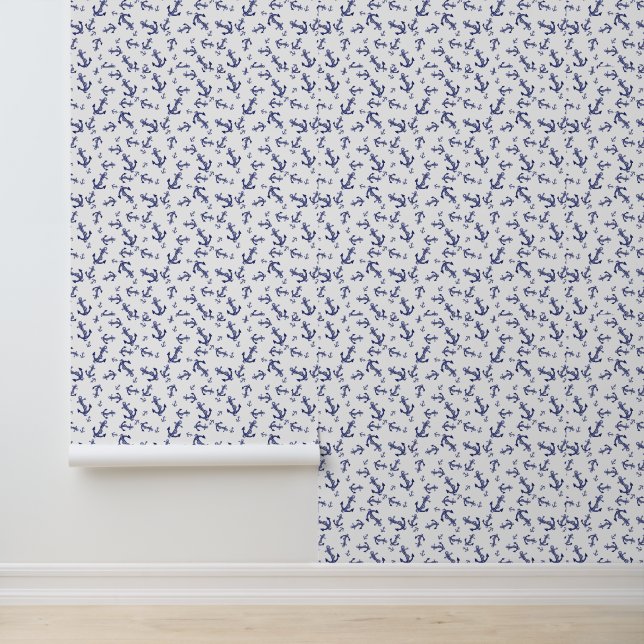 Blue and white nautical anchors  wallpaper (Application)