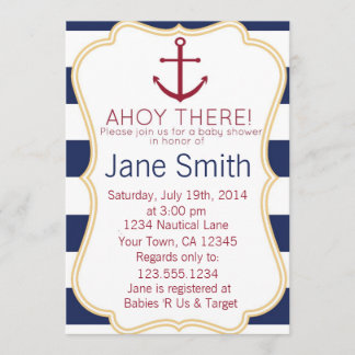 Blue and White Nautical Baby Shower Invitation