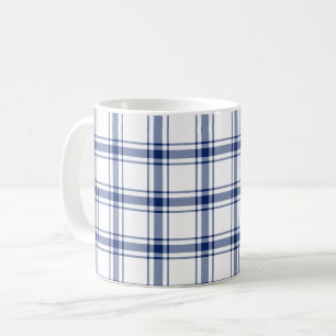 Blue and White Nautical Plaid Coffee Mug