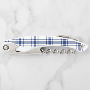 Blue and White Nautical Plaid Corkscrew