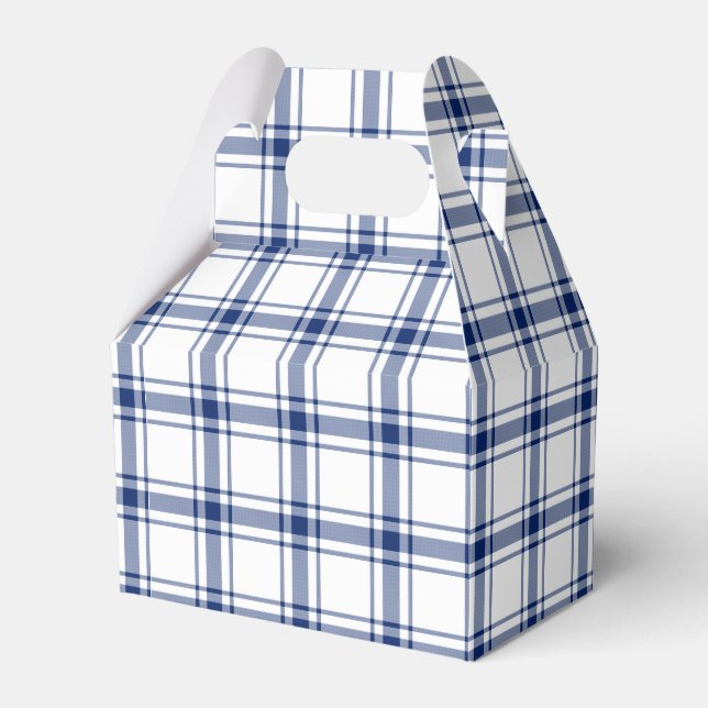 Blue and White Nautical Plaid Favour Box (Front Side)