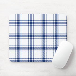 Blue and White Nautical Plaid Mouse Mat