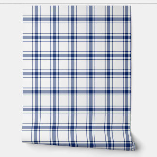 Blue and White Nautical Plaid Wallpaper