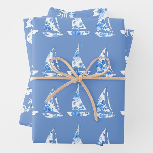 Blue and White Nautical Wrapping Sheets (In situ)